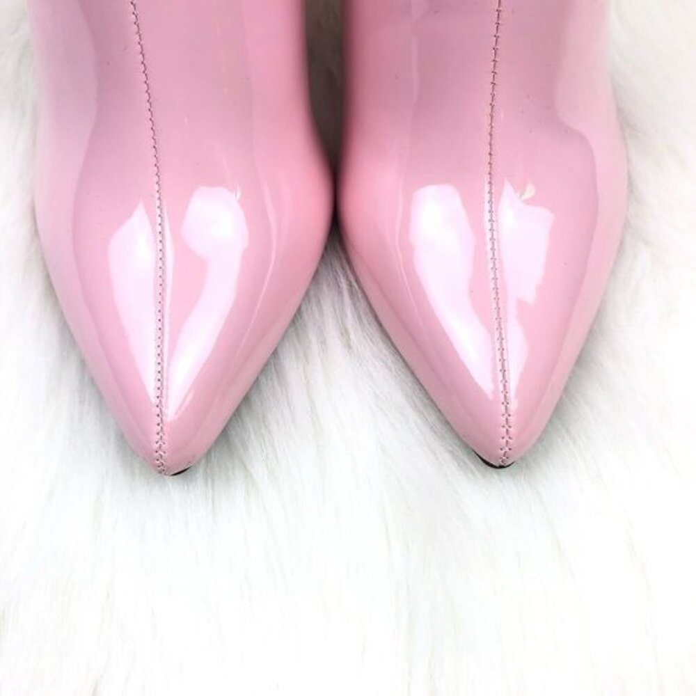 New Women's Qupid Signal Block Heel Low Pointed Toe Ankle Bootie Baby Pink - Picture 9 of 12